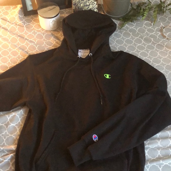 Champion Men’s Hoodie - Neon Green Details - Picture 1 of 4
